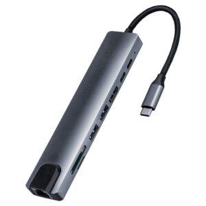 Fast Asia Adapter-konvertor TIP C na HDMI+2xUSB 3.0+TF/SD+2xTIP C+RJ45 - Slika 2