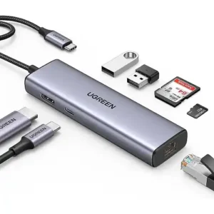 Ugreen Adapter konverter Tip C 7/1 USB 3.0x2/Ethernet RJ45 /HDMI 4K 30HZ/PD 100W/SD/TF - Slika 1