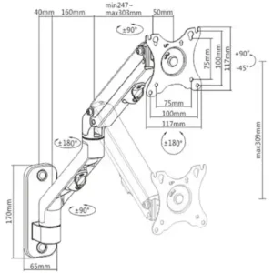 Gembird Podesivi zidni nosač Gembird MA-WA1-02 - Slika 2
