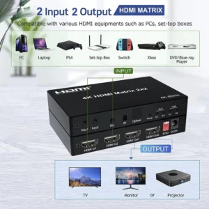 Kettz HDMI swich 4K Matrix 2x2 Kettz HM-K252 60Hz - Slika 3