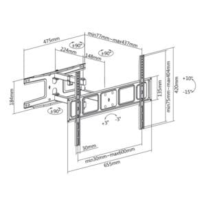 Sencor Nosač za TV Sencor SHT B363 37-70/vesa max 600x400/35kg/zglobni - Slika 4