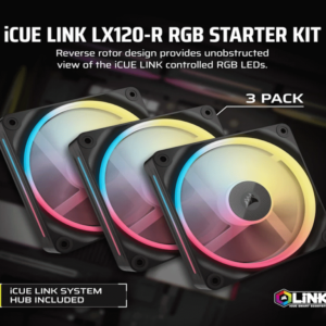 Corsair Kuler za PC CORSAIR iCUE LINK LX120-R/RGB/120mm/triple fan kit/crna - Slika 1