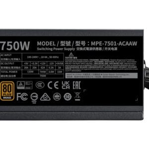 Cooler Master MWE Bronze V3 750W napajanje (MPE-7501-ACAAW-3BEU) 5Y - Slika 5
