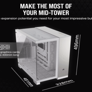 Corsair Kucište CORSAIR 6500X Mid-Tower/dve komore/kaljeno staklo/bez napajanja/bela/saten sivo aluminijum - Slika 1