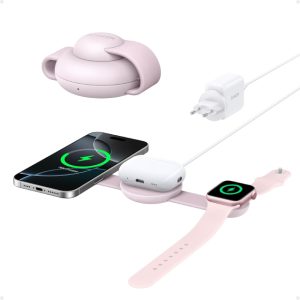 Anker MagGo Bežični 3u1 sklopivi punjač roze - Slika 2
