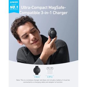 Anker MagGo Bežični 3u1 sklopivi punjač, crni - Slika 5