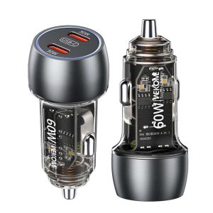Wekome WP-C54 Punjač za Auto sa 2-porta 3.1 tip C 60W, crni - Slika 1