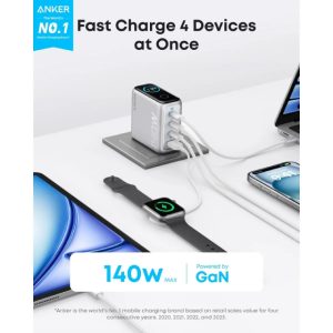 Anker 140W GaN zidni brzi punjač, 4-porta (3x USB-C i 1x USB-A) sa... - Slika 1