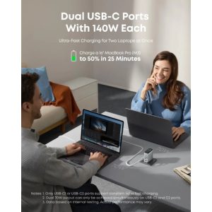 Anker 140W GaN zidni brzi punjač, 4-porta (3x USB-C i 1x USB-A) sa... - Slika 2