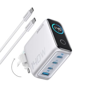 Anker 140W GaN zidni brzi punjač, 4-porta (3x USB-C i 1x USB-A) sa... - Slika 3
