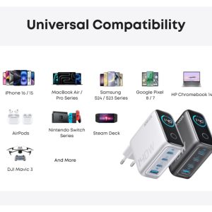 Anker 140W GaN zidni brzi punjač, 4-porta (3x USB-C i 1x USB-A) sa... - Slika 4