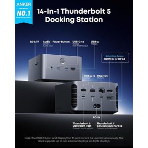 Anker Prime Thunderbolt 5 Docking Stanica 140W, 14u1, siva - Slika 1