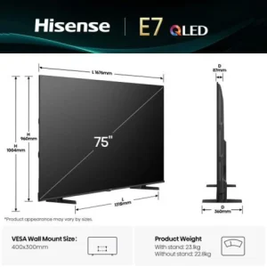 Hisense SMART QLED TV 75 Hisense 75E7Q 3840x2160/UHD/4K/DVB-T2/S2/C - Slika 3