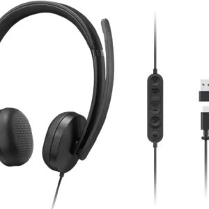 Lenovo Slušalice LENOVO VoIP Headset 5000 žicne /USB-C+adapter USB-A/ Teams/crna - Slika 2
