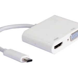 E-Green Adapter USB 3.1 tip C (M) - HDMI + VGA (F) beli - Slika 1