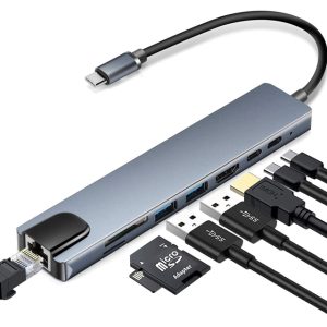 Fast Asia Adapter-konvertor TIP C na HDMI+2xUSB 3.0+TF/SD+2xTIP C+RJ45 - Slika 2