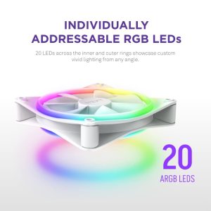Nzxt F140RGB Core 140mm ventilator beli (RF-D14SF-W1) - Slika 3