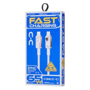 Remax Kabl Swift Fast charging braided data cable 1.2M C36 65W(C-C) beli - Slika 3