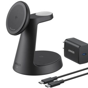 Anker MagGo Bežični Dock Stand 3u1, sa kablovima i zidnim punjačem, crni - Slika 1
