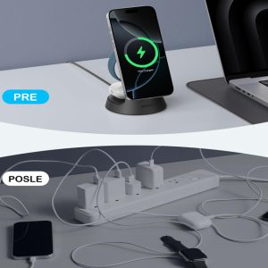 Anker MagGo Bežični Dock Stand 3u1, sa kablovima i zidnim punjačem, crni - Slika 3