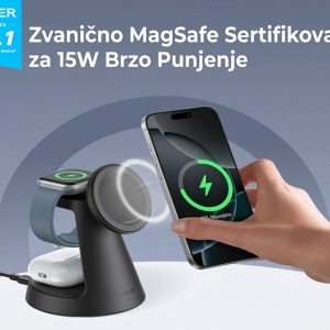 Anker MagGo Bežični Dock Stand 3u1, sa kablovima i zidnim punjačem, crni - Slika 4