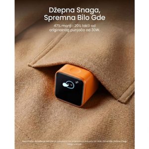 Anker Nano 45W putni zidni punjač sa ekranom, USB-C port, narandžasti - Slika 1