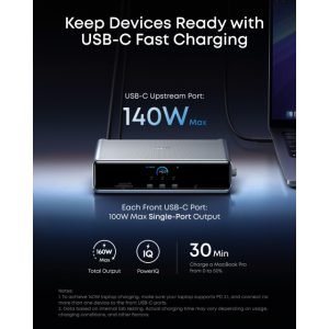 Anker Prime Docking Stanica 140W, 14u1, Display Link, siva - Slika 3