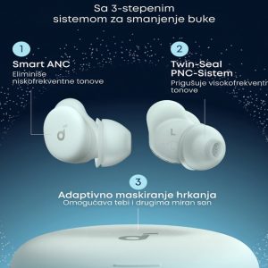 Anker Soundcore Sleep A30 Noise Masking BT bežične bubice bele - Slika 3