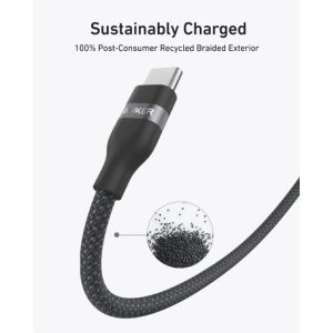 Anker USB tip-C kabl M/M 0.9m, za Super brzo punjenje 240W/480Mbps, pleteni, crni - Slika 2