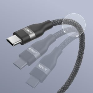 Anker USB tip-C kabl M/M 1.8m, za Super brzo punjenje 240W/480Mbps, pleteni, crni - Slika 2