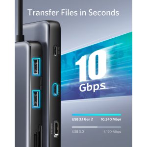 Anker USB-C Data Hub 8u1 10Gbps crni - Slika 4