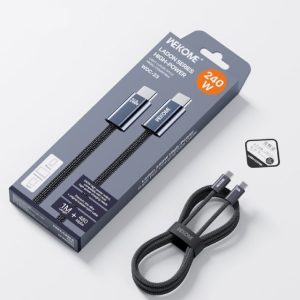 Wekome WDC-23 Kabl 3.1 USB tip C M/M 1m za Super brzo punjenje 240W/480Mbps, crni - Slika 2