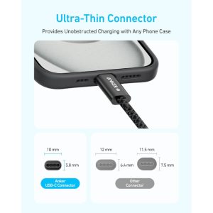 Anker Zolo USB tip-C kabl M/M 1.8m, za Apple, super brzo punjenje 240W/480Mbps, pleteni, crni - Slika 3