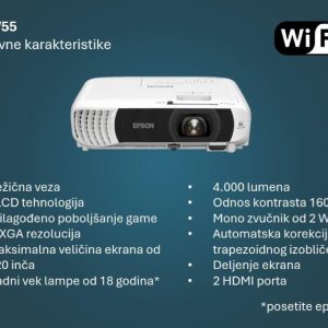 Epson EB-W55 prenosivi Lamp Full HD 4000 ANSI lumena 16000:1 WiFi projektor - Slika 5