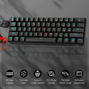 Redragon Draconic K530 Pro Plus Bluetooth/Wired Mechanical 60% Gaming Keyboard w/strap - Slika 2