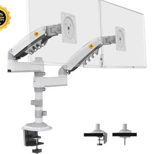 Beli H180-XE stoni nosač za dva monitora beli 17-27 inča - Slika 2