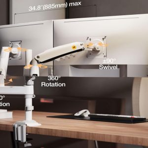 Beli H180-XE stoni nosač za dva monitora beli 17-27 inča - Slika 3