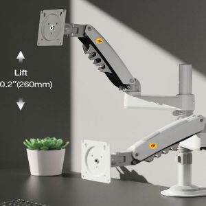 Beli H180-XE stoni nosač za dva monitora beli 17-27 inča - Slika 4