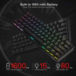 Redragon Draconic K530 PRO Mechanical Gaming Keyboard - BT, RGB, Brown switch, Black - Slika 3