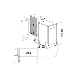 Whirlpool WH6FB10BS7A0X mašina za pranje sudova - 45cm - Slika 2