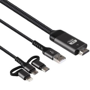 Fast Asia Kabl HDMI 2K na (Micro+Tip C+Iphone) povezuje TV+mob 2m - Slika 1