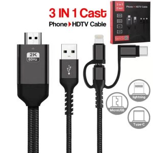 Fast Asia Kabl HDMI 2K na (Micro+Tip C+Iphone) povezuje TV+mob 2m - Slika 2