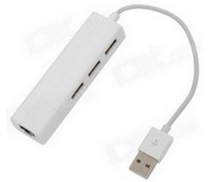 Fast Asia USB 2.0 - HUB 3port + RJ45 (ž) beli - Slika 1