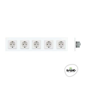 Wise modularni panel sa 5 utičnica – stakleni panel beli - Slika 2