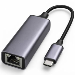 E-Green Mrežni Adapter USB 3.1 tip C (M) - Gigabit ethernet RJ-45 (F) crni - Slika 1