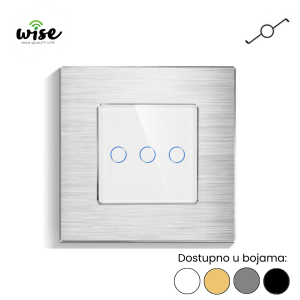 Wise naizmenični prekidač, 3 tastera – aluminijumski panel - Slika 2