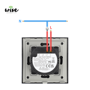 Wise standardni prekidač na dodir 1t, krem boja, aluminijumski panel - Slika 3