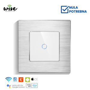 Wise pametni prekidač, 1 taster – aluminijumski panel srebrni - Slika 1