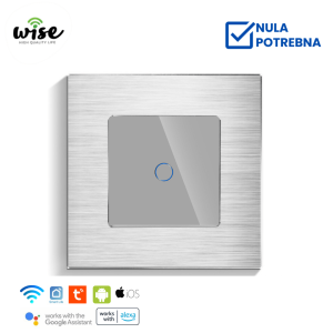 Wise pametni prekidač, 1 taster – aluminijumski panel sivi - Slika 1