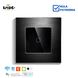 Wise pametni prekidač, 1 taster, aluminijumski panel crni - Slika 1